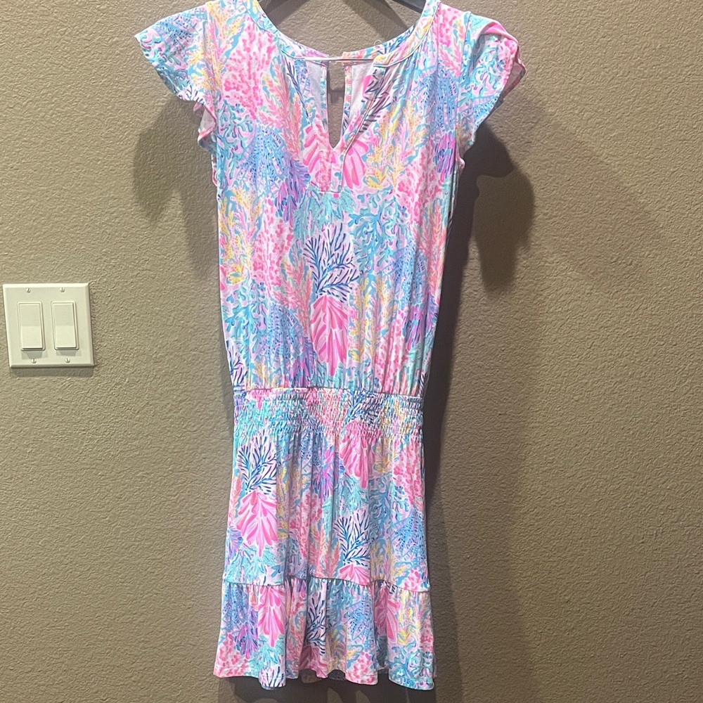 Lilly Pulitzer Vibrant Tropical Print Dress with attached shorts underneath